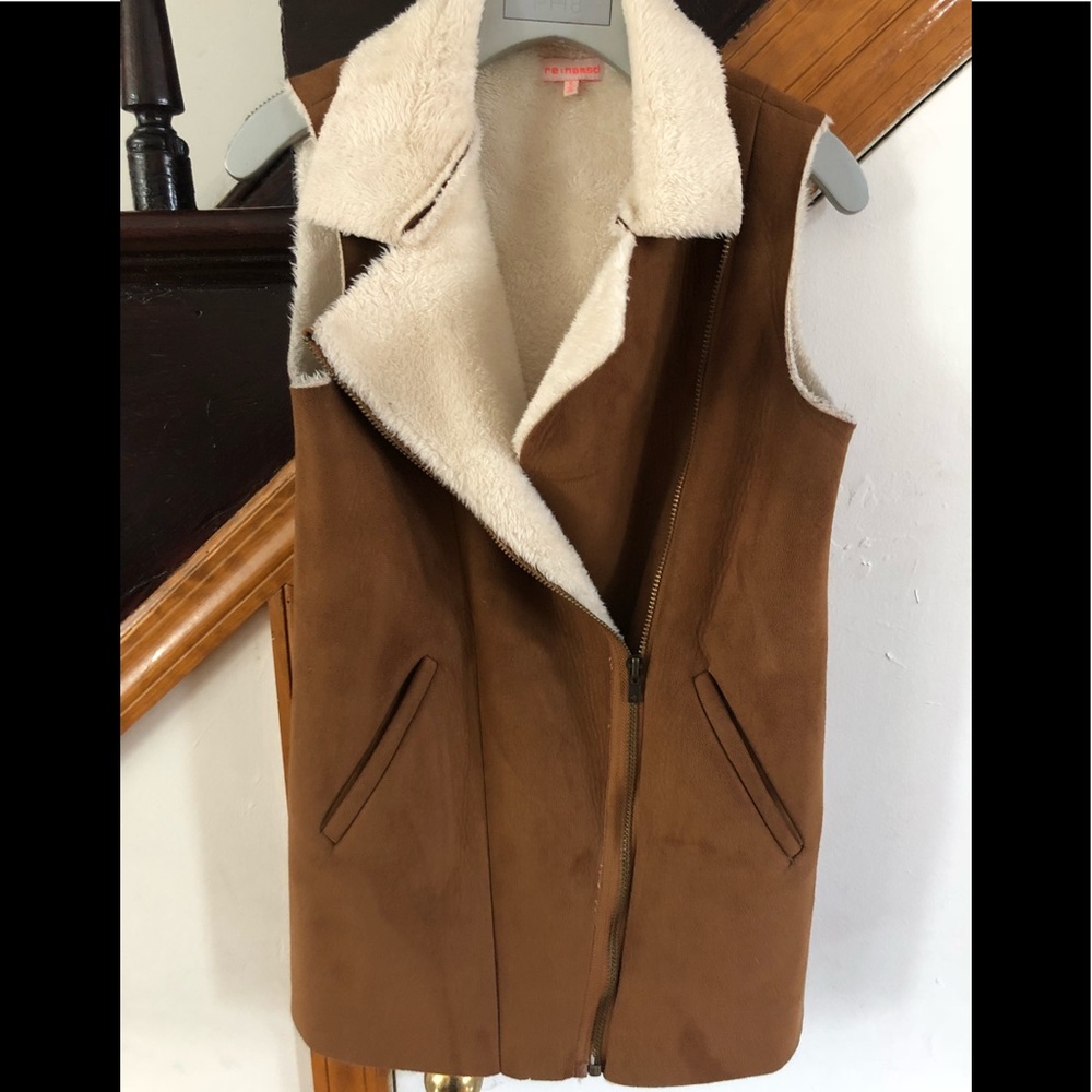 Faux shearling Moto vest
